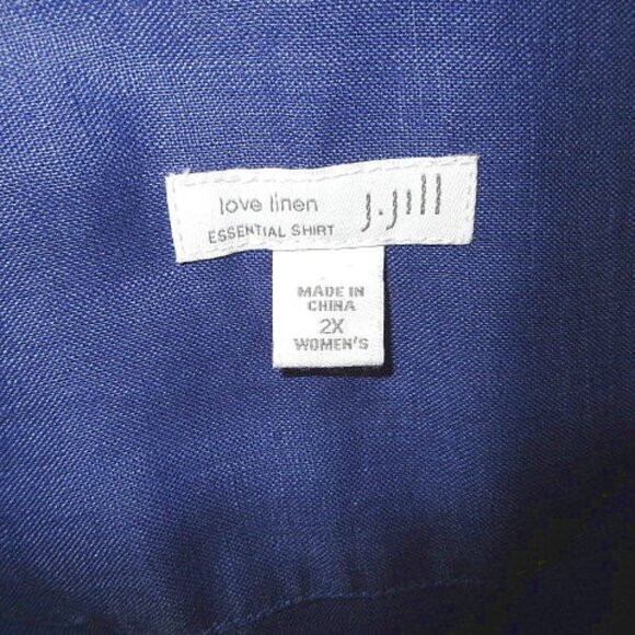 J. Jill Love Linen Top Size 2X Essential Button Up Tunic Purple Long Sleeves NEW - Picture 5 of 11